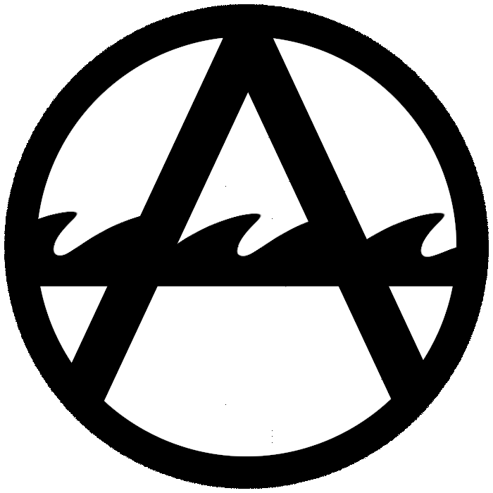 Agorist Archives logo consisting of a black circle inside of which is a stylized letter A. The vertical strokes of the A symbolize an iceberg and the horizontal bar of the A depict ocean waves. The image honors both the classical symbol of Anarchy while also symbolizing the counter-economy of the Agora lurking beneath the surface of the government-approved economy.